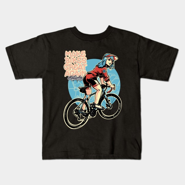 Make Bikes Great Again - Blonde Kids T-Shirt by Vlepkaaday